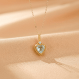 Collier Aigue Marine Cœur Argent Plaqué Or - Biloria