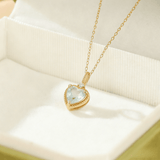 Collier Aigue Marine Cœur Argent Plaqué Or - Biloria