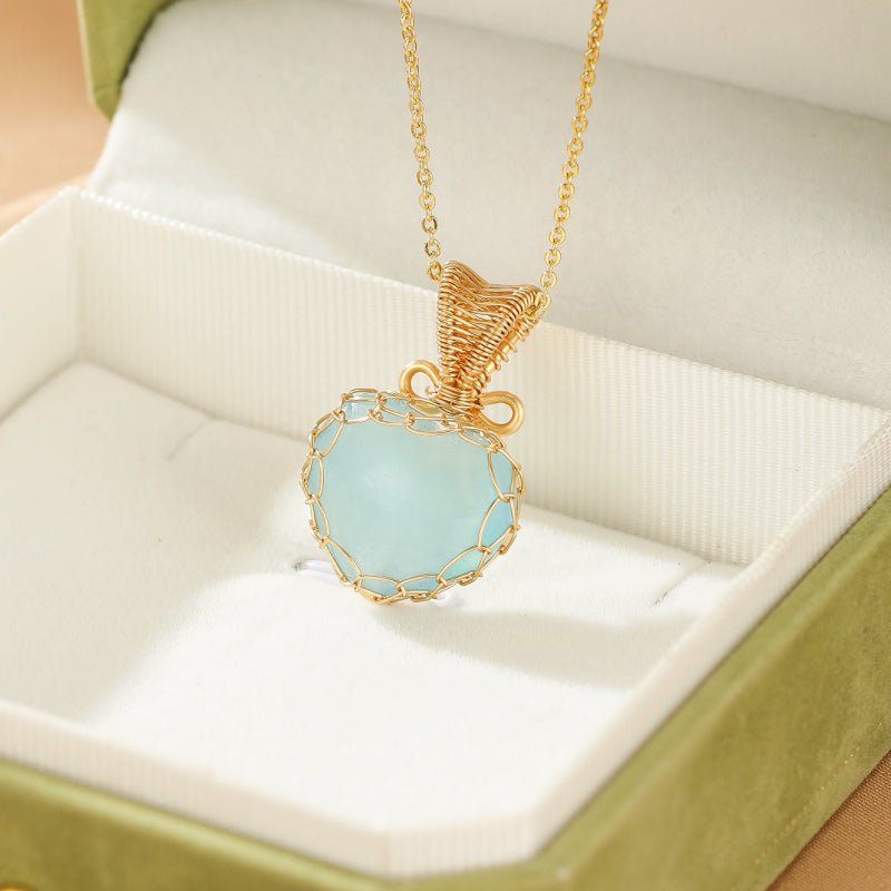 Collier Aigue-Marine Cœur Océanique – Bijou Nature - Biloria
