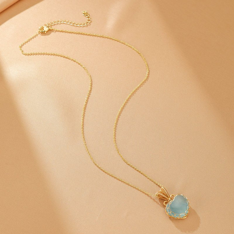 Collier Aigue-Marine Cœur Océanique – Bijou Nature - Biloria