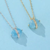 Collier Aigue Marine en Argent Plaqué Or 14K – Méditation et Sérénité - Biloria