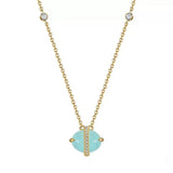 Collier Aigue Marine en Argent Plaqué Or 14K – Méditation et Sérénité - Biloria