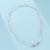 Collier Aigue Marine et Perle Argent 925 Plaqué Platine - Biloria