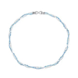 Collier Aigue Marine et Perle Argent 925 Plaqué Platine - Biloria