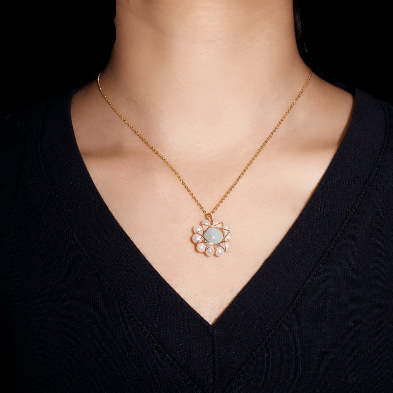 Collier Aigue-Marine et Perle, Élégance Océanique - Biloria