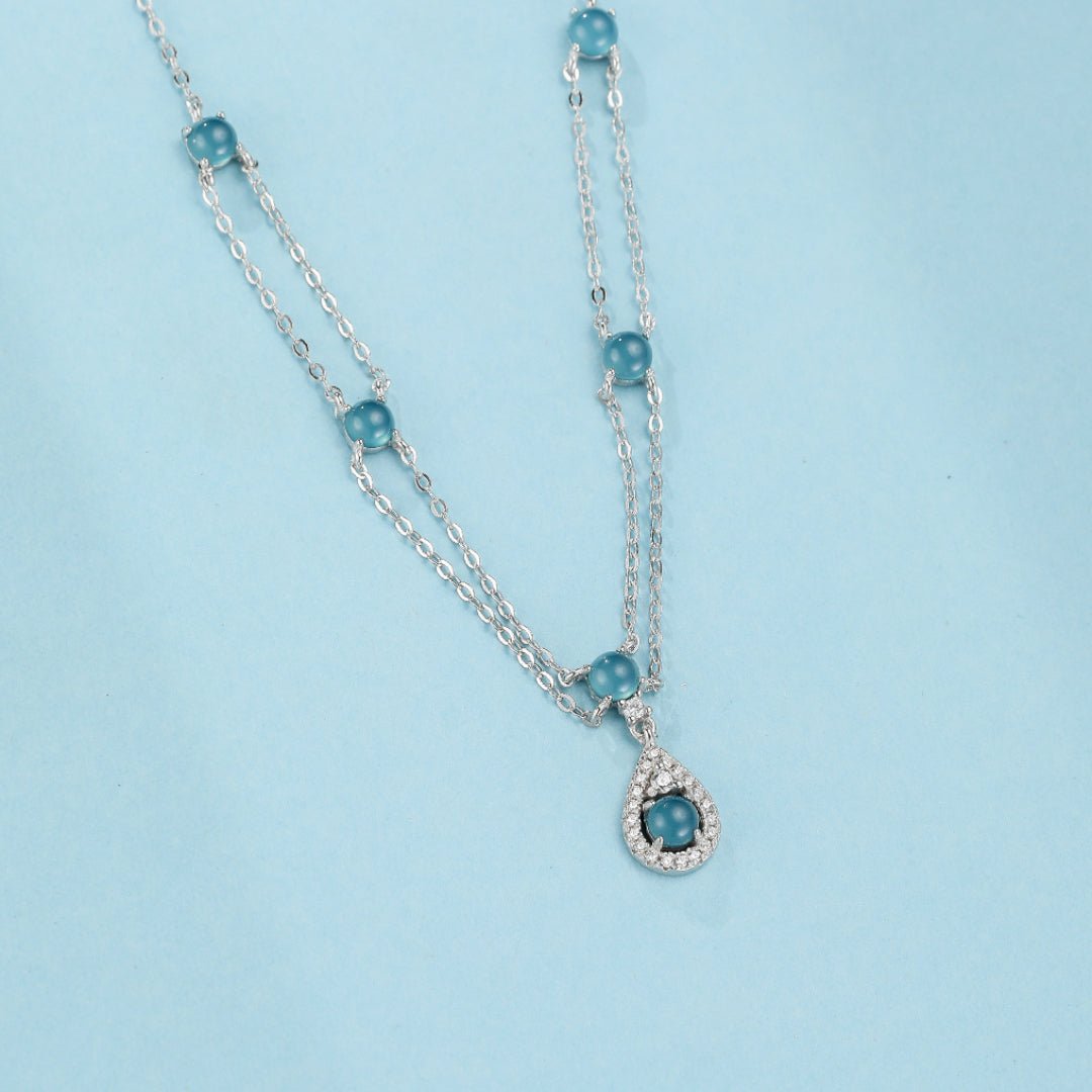 Collier Aigue-marine Larme de Sirène Argent 925 Bijou Tendance Bureau - Biloria