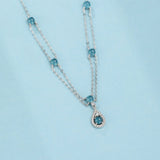 Collier Aigue-marine Larme de Sirène Argent 925 Bijou Tendance Bureau - Biloria