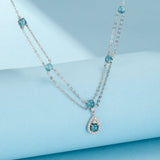 Collier Aigue-marine Larme de Sirène Argent 925 Bijou Tendance Bureau - Biloria
