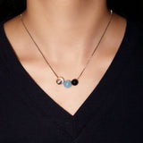 Collier Aigue-Marine Obsidienne Argent 925 – Bijou Tendance Bureau - Biloria