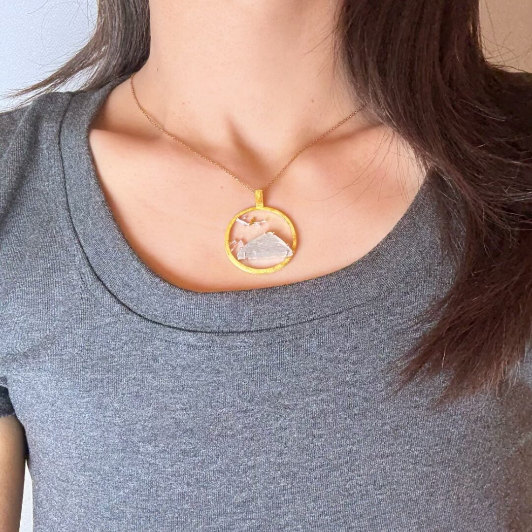 Collier Aigue Marine Petit Oiseau, Argent Plaqué Or - Biloria