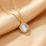 Collier Aigue marine Pierre de Lune Argent Plaqué Or 10K - Biloria