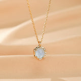 Collier Aigue marine Pierre de Lune Argent Plaqué Or 10K - Biloria