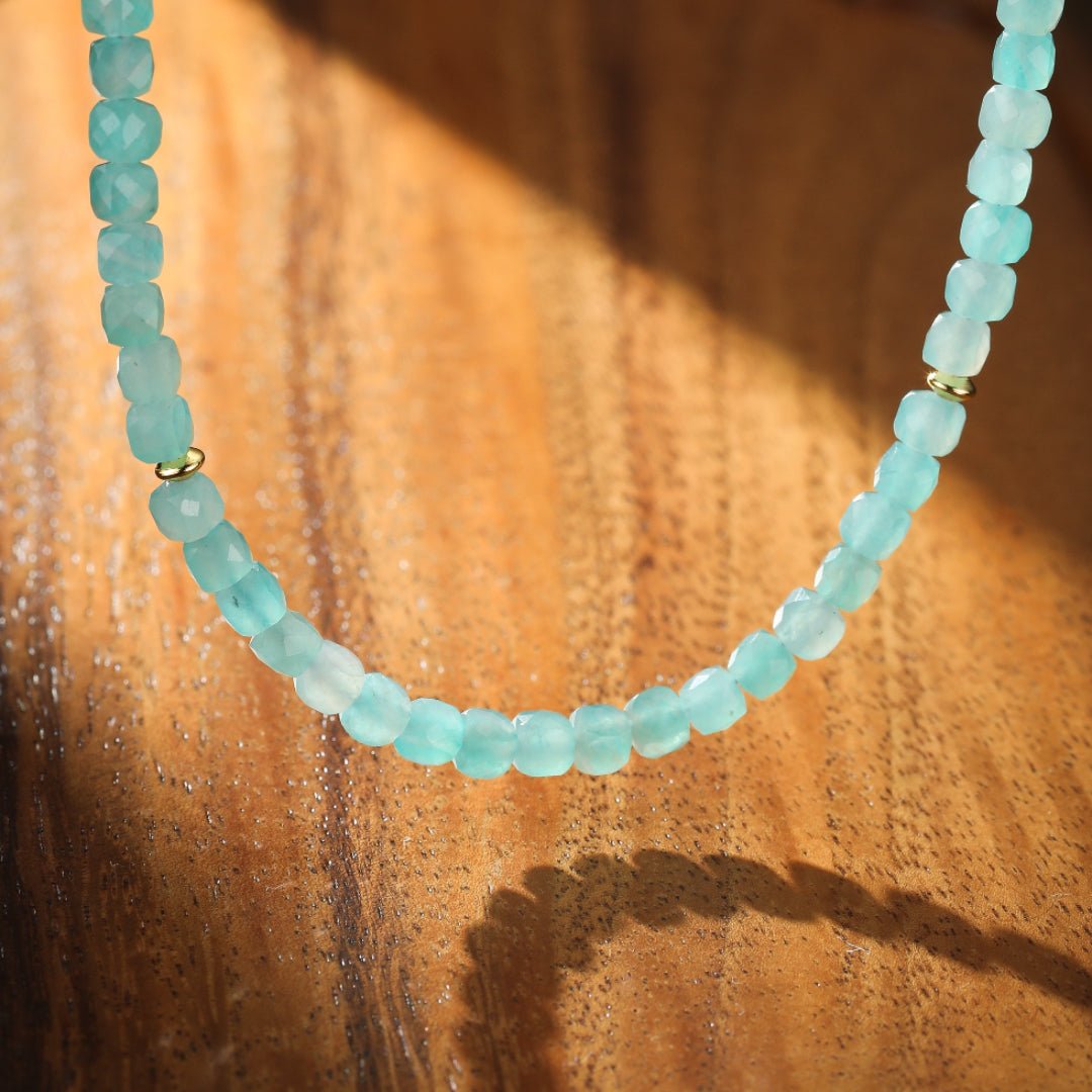 Collier Amazonite Ajustable Vert Apaisant - Biloria