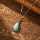Collier Amazonite Bleu Ciel - Argent Plaqué Or Longueur Ajustable - Biloria
