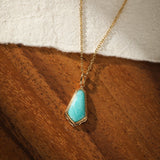 Collier Amazonite Bleu Ciel - Argent Plaqué Or Longueur Ajustable - Biloria