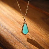 Collier Amazonite Bleu Ciel - Argent Plaqué Or Longueur Ajustable - Biloria