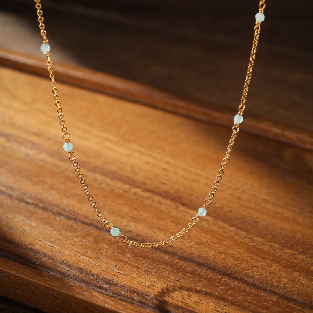Collier Amazonite Brise Marine Argent Plaqué Or - Biloria