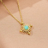 Collier Amazonite Croix Étoilée Argent Plaqué Or - Biloria