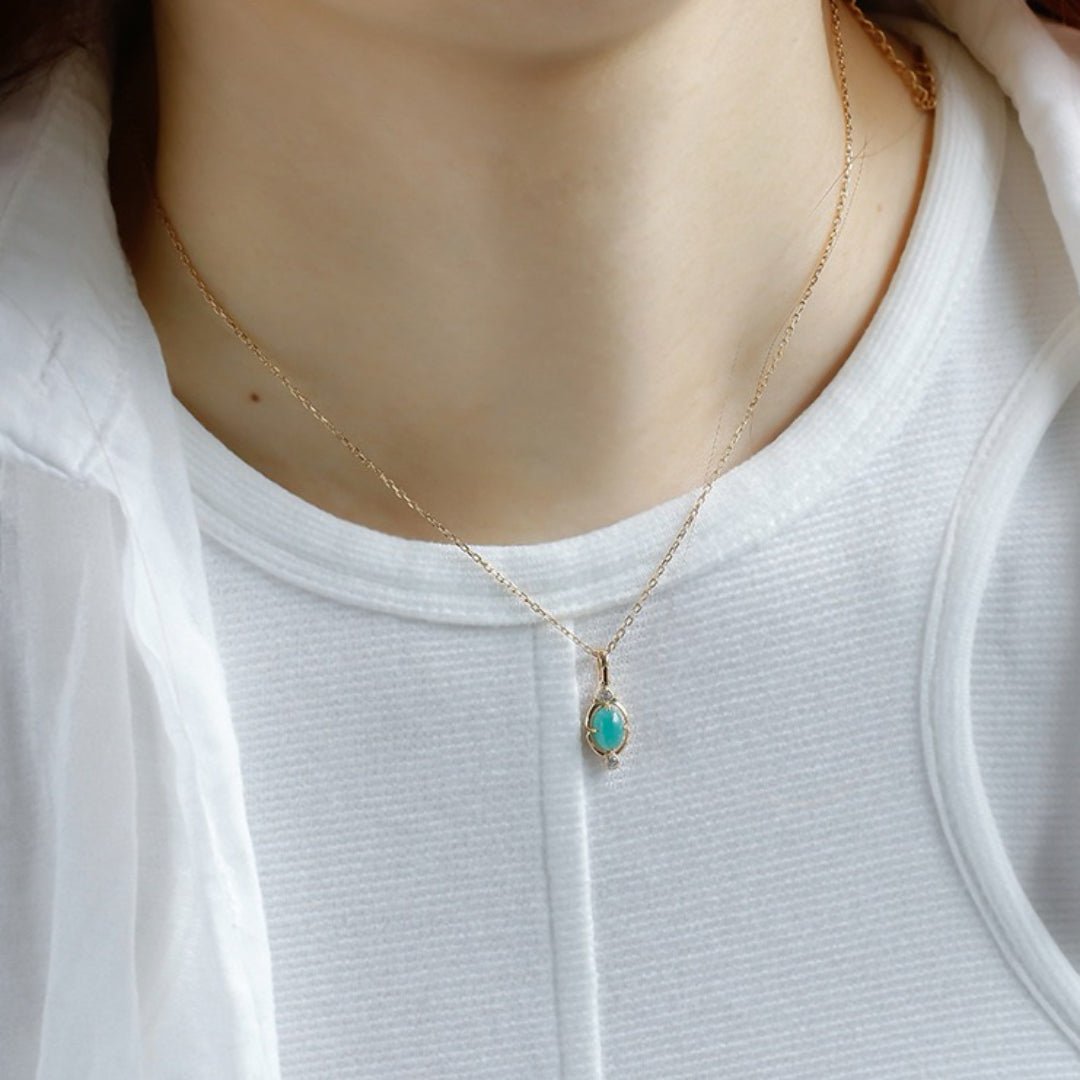 Collier Amazonite Goutte de Bonheur Argent Plaqué Or - Biloria