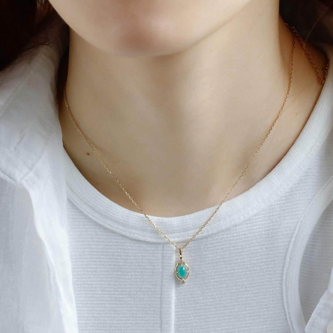 Collier Amazonite Goutte de Bonheur Argent Plaqué Or - Biloria