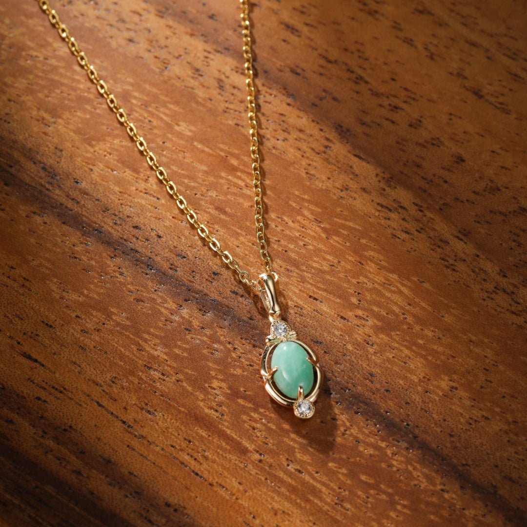 Collier Amazonite Goutte de Bonheur Argent Plaqué Or - Biloria
