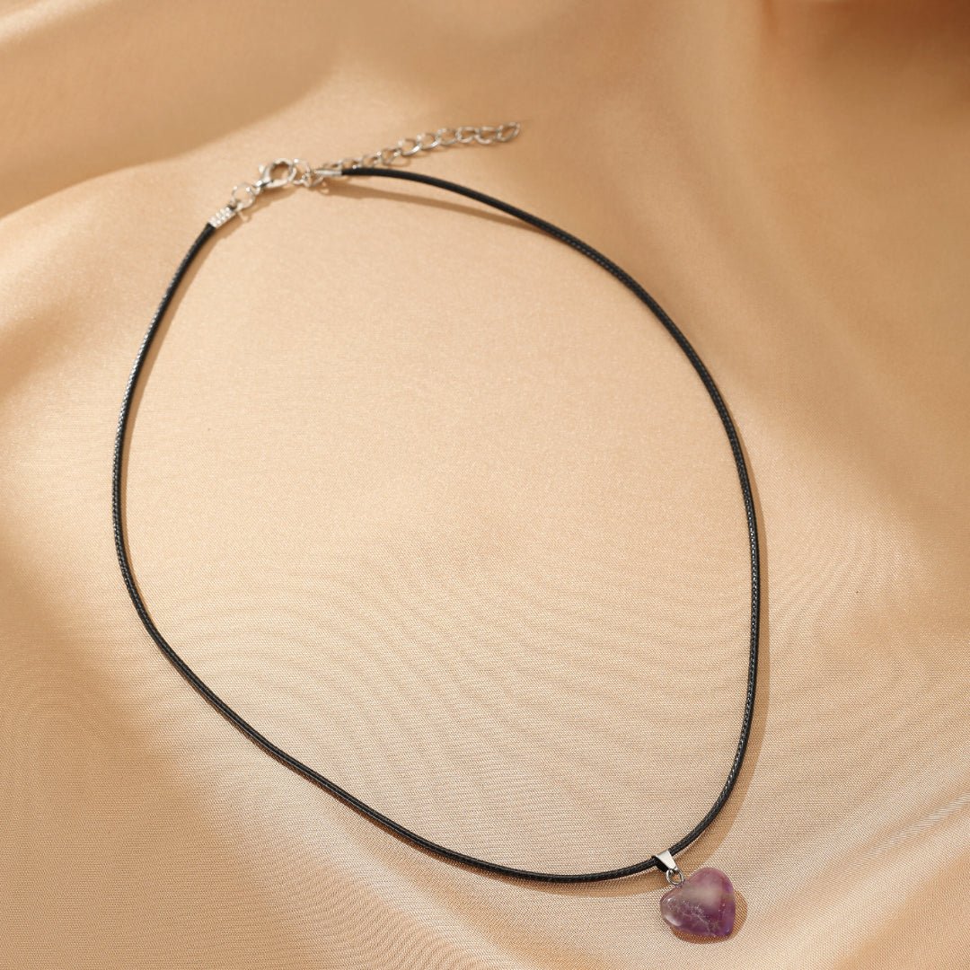 Collier Améthyste Cœur Intuitif en Pierre Naturelle - Biloria