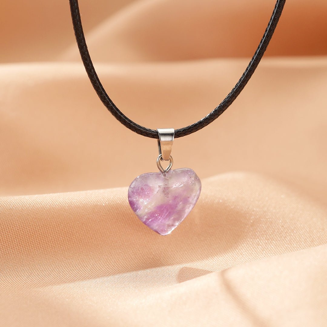 Collier Améthyste Cœur Intuitif en Pierre Naturelle - Biloria