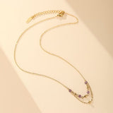 Collier Améthyste double chaîne dorée - Biloria