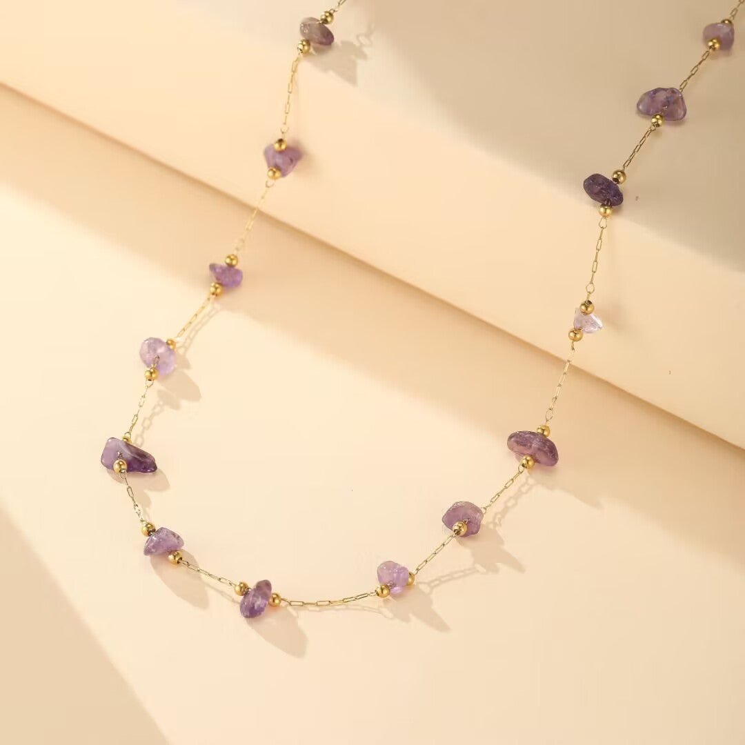 Collier Améthyste en cascade dorée - Biloria