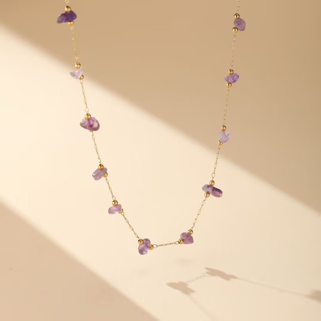 Collier Améthyste en cascade dorée - Biloria