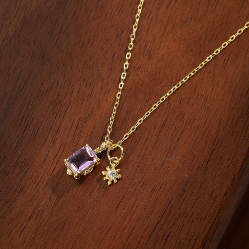 Collier Améthyste et Zircon Étoilé - Bijou Double Pendentif - Biloria