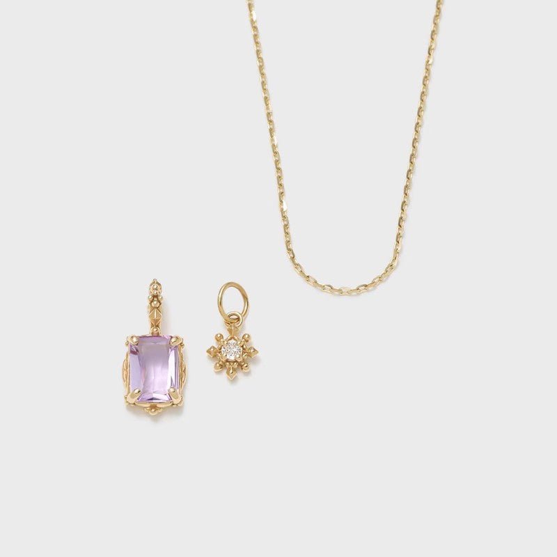 Collier Améthyste et Zircon Étoilé - Bijou Double Pendentif - Biloria