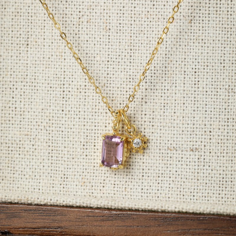 Collier Améthyste et Zircon Étoilé - Bijou Double Pendentif - Biloria