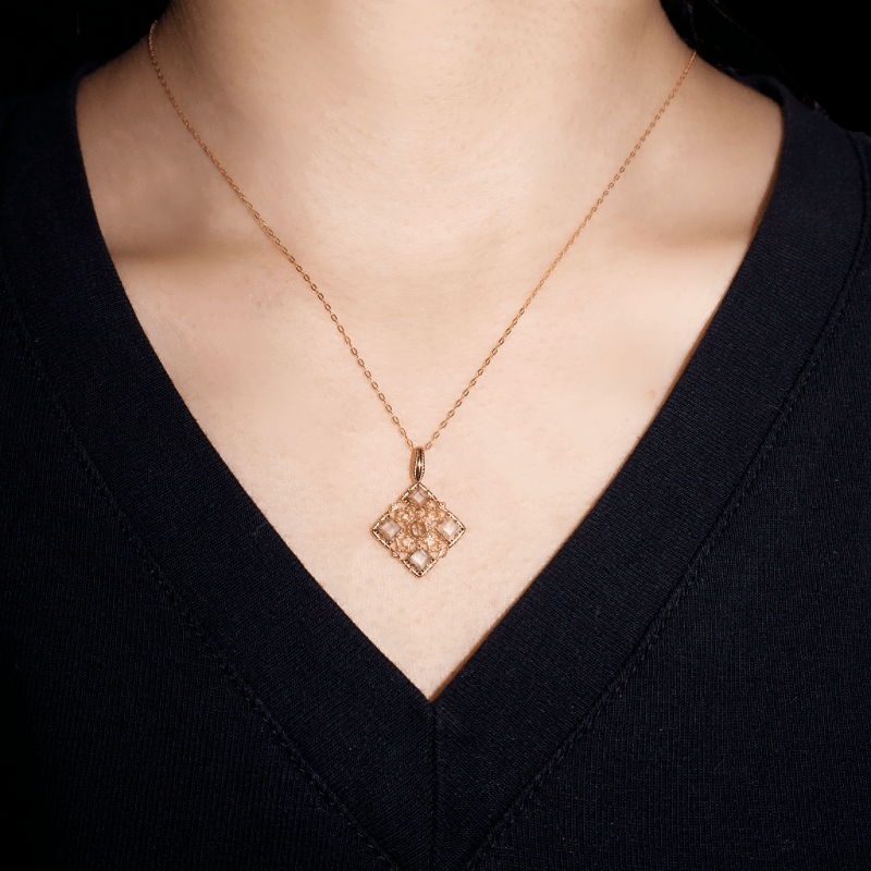 Collier Améthyste Labradorite Pierre de Lune Mosaïque - Biloria