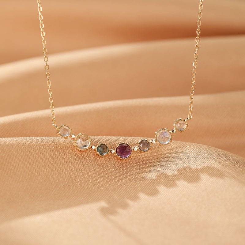Collier Améthyste Labradorite Topaze Argent Plaqué Or - Biloria