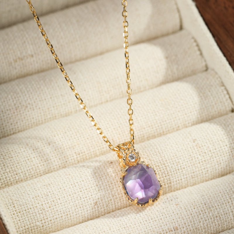 Collier Améthyste Olive Mystique Argent Plaqué Or - Biloria