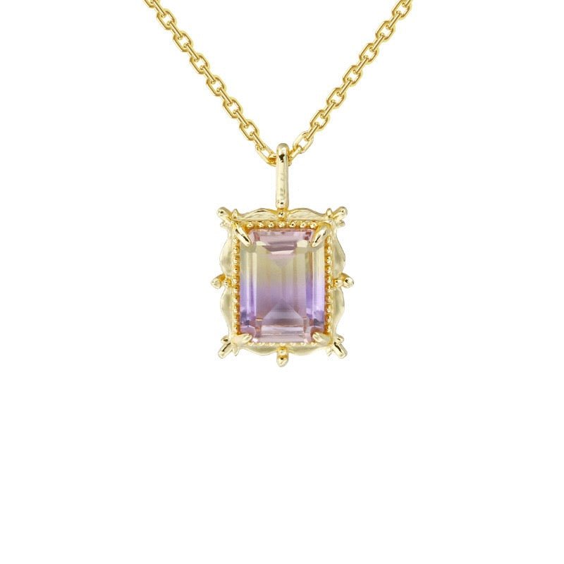 Collier Amétrine naturelle argent plaqué or 45 cm extensible - Biloria
