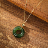 Collier Anneau Jade Naturel Argent Plaqué Or – Bijou Sérénité - Biloria