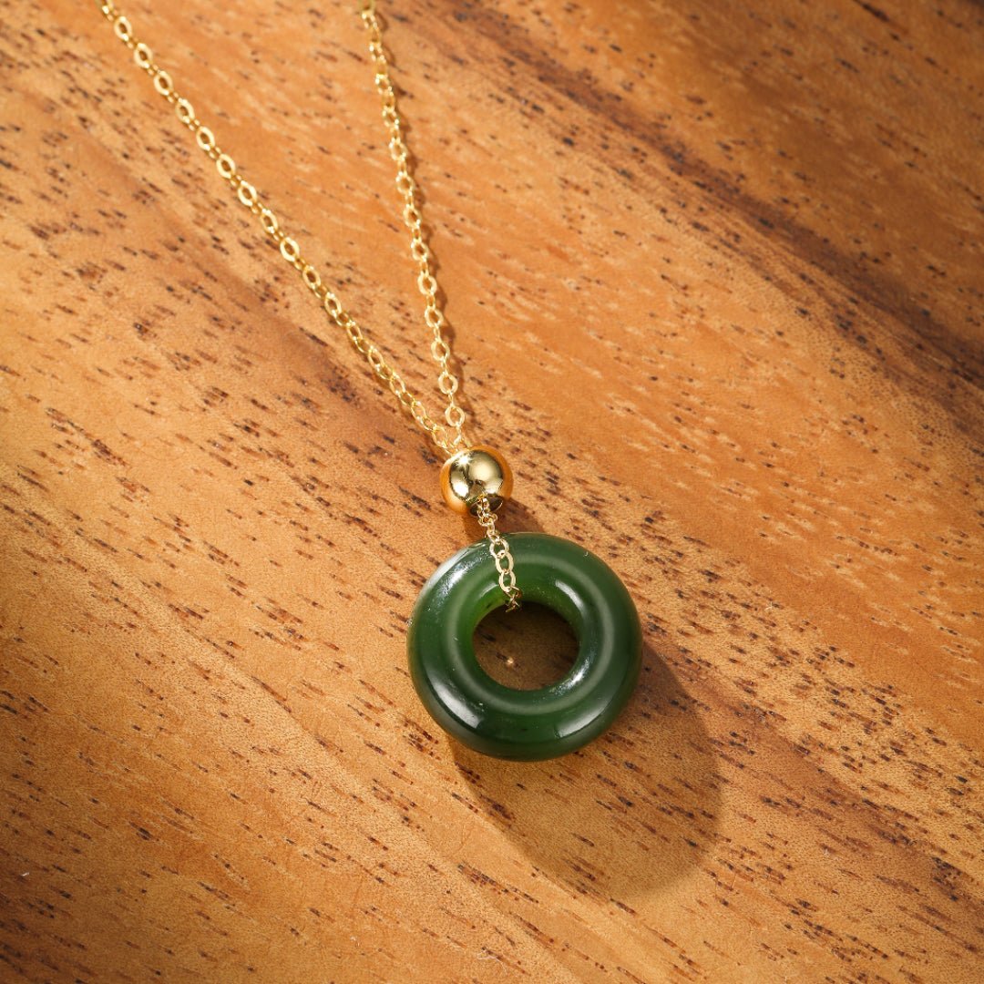 Collier Anneau Jade Naturel Argent Plaqué Or – Bijou Sérénité - Biloria