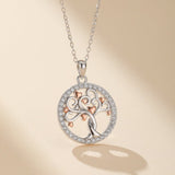 Collier Arbre de Vie Argent 925 avec Cœurs et Zircons - Biloria