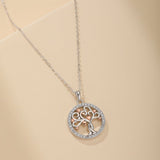 Collier Arbre de Vie Argent 925 avec Cœurs et Zircons - Biloria