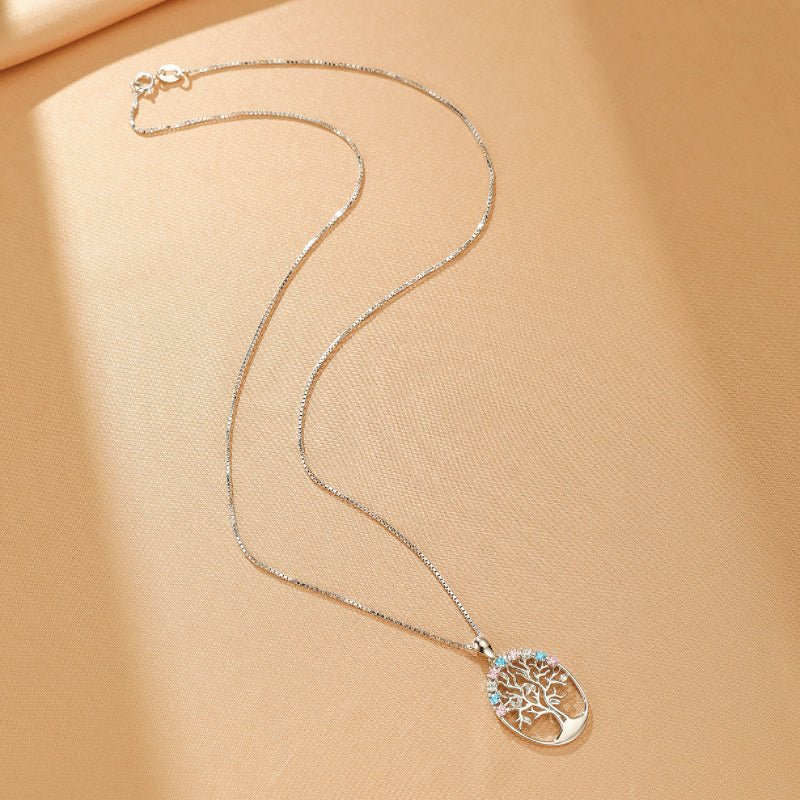 Collier Arbre de Vie Argent 925 Zircons Multicolores - Biloria