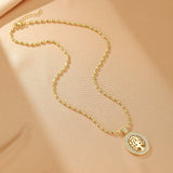 Collier Arbre de Vie en Laiton Doré avec Zircon - Biloria