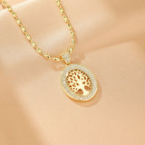 Collier Arbre de Vie en Laiton Doré avec Zircon - Biloria