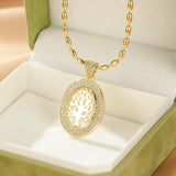 Collier Arbre de Vie en Laiton Doré avec Zircon - Biloria