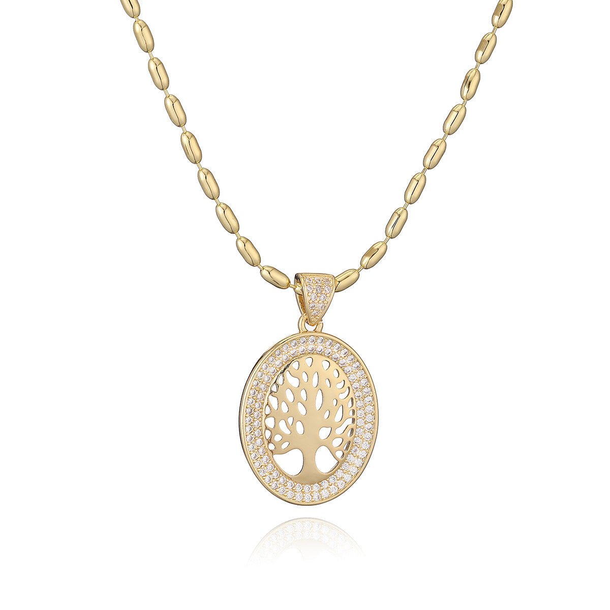 Collier Arbre de Vie en Laiton Doré avec Zircon - Biloria