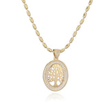 Collier Arbre de Vie en Laiton Doré avec Zircon - Biloria