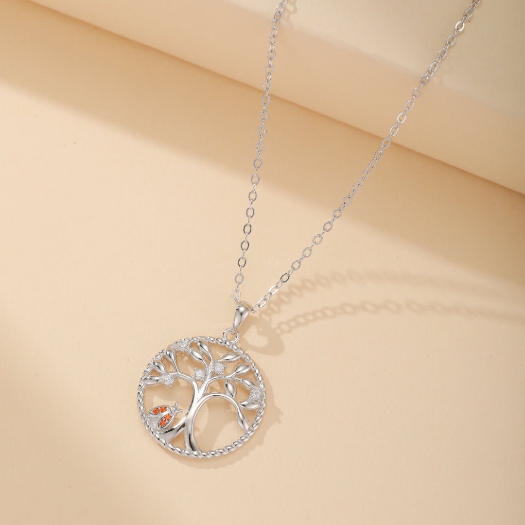 Collier Arbre de Vie et Coccinelle Porte-Bonheur Argent 925 - Biloria