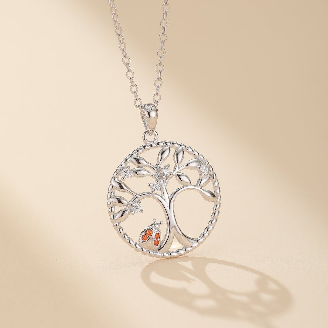 Collier Arbre de Vie et Coccinelle Porte-Bonheur Argent 925 - Biloria