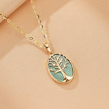 Collier Arbre de Vie Malachite Argent Plaqué Or - Biloria